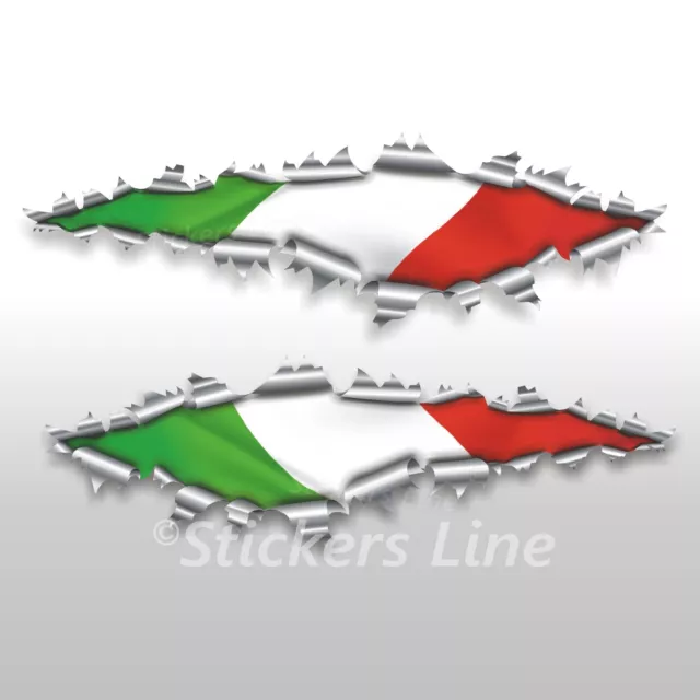 Adesivi bandiera ITALIANA strappo stickers cm 70