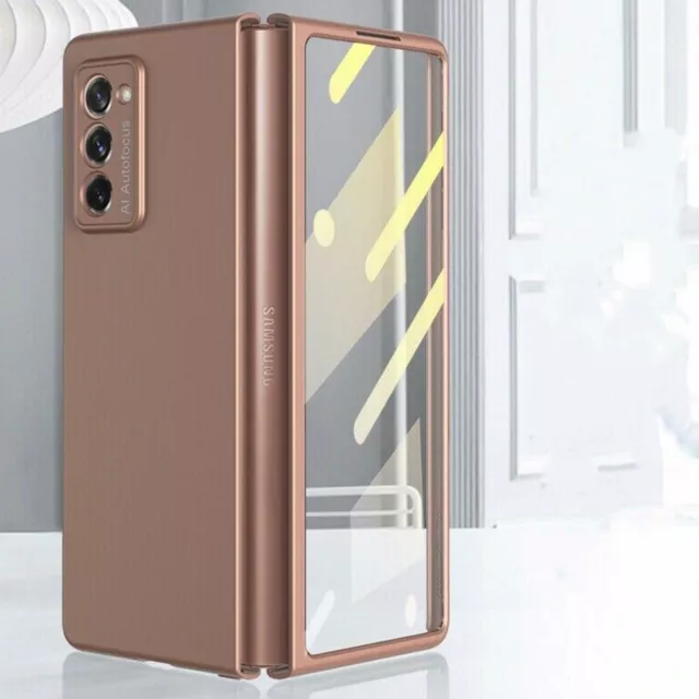 Pour Samsung Galaxy Z Fold 2 5G Slim Hard PC Verre Trempé 360 ° Full Cover Case 3