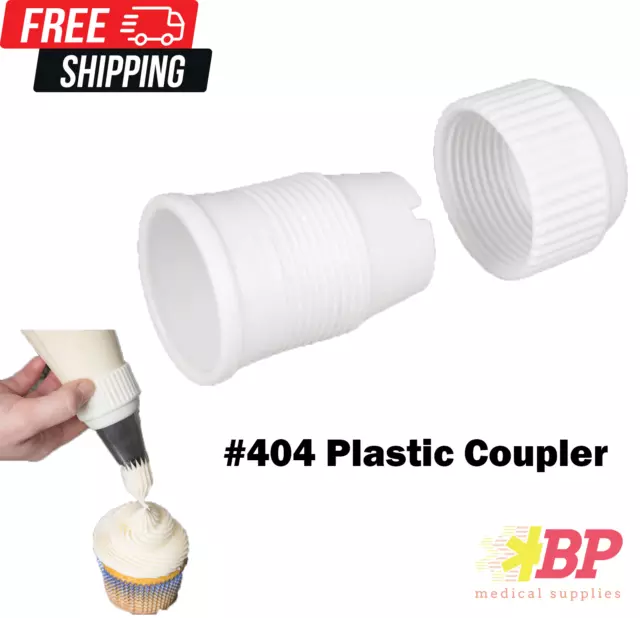 Ateco 404 Large Plastic Coupler White for Piping Bags Pastry Tips Cakes - White