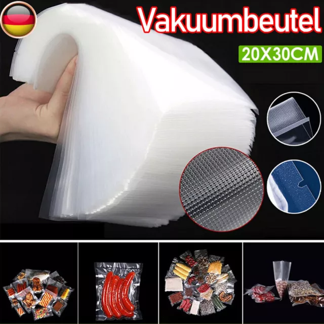 100/200 Vakuumbeutel 20 x30 cm Vakuumfolie goffriert für alle Vakuumierer