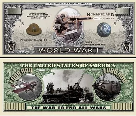 1ère Weltkrieg - Geldschein Dollar US ! Anniversary 14 18 Verdun 11 November