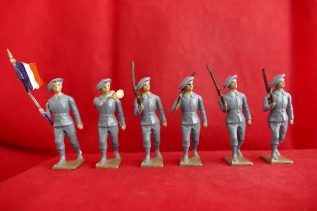 Rares soldats de plomb creux CBG MIGNOT  6 chasseurs alpins au défilé