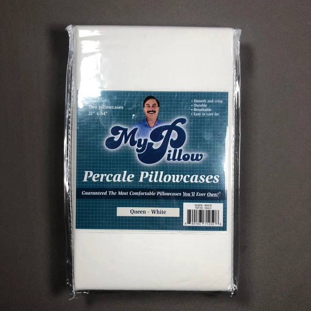 My Pillow Percale Pillowcases Queen Size White (2 pack) Brand new