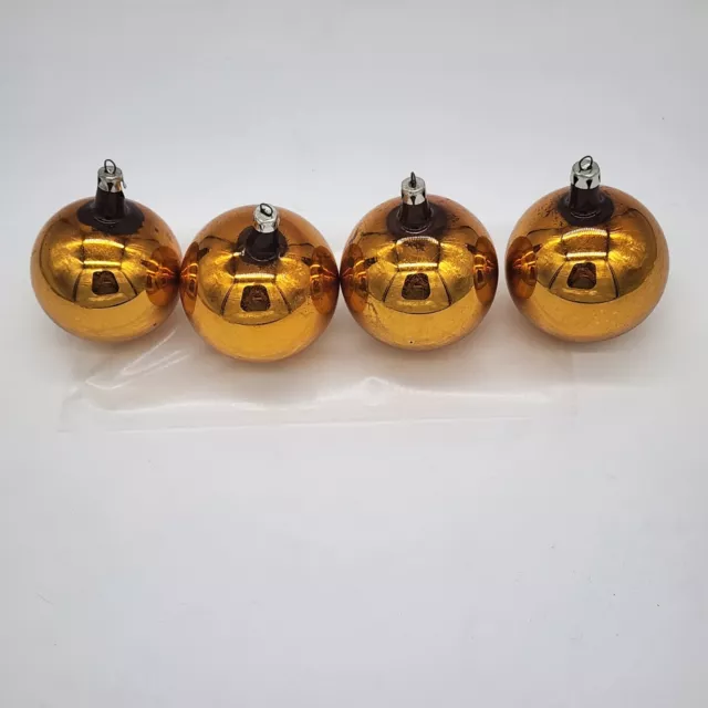 Lot of 4 Vintage 3 Inch Mercury Glass Christmas Ornaments Fantasia Poland Orange