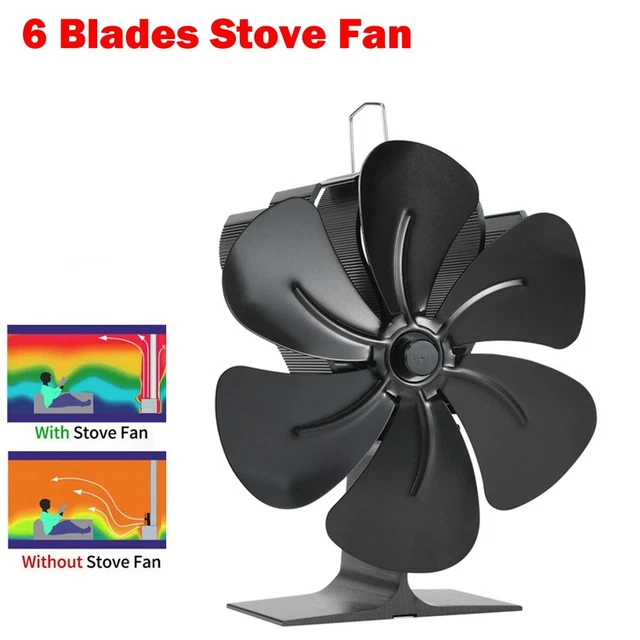 Ventilador de estufa de madera, ventilador de chimenea de 6 hojas para estufa, ventilador accionado por calor