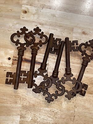 Victorian Key Set Lot x8 Keys Master Door Iron Skeleton Church Collector Patina