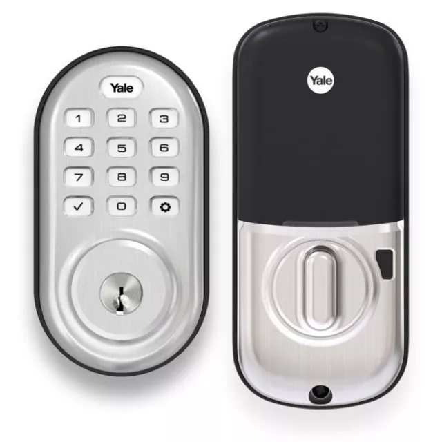 Yale Z-Wave Plus Push Button Deadbolt, Gen5, Satin Nickel: YRD216-ZW2-619