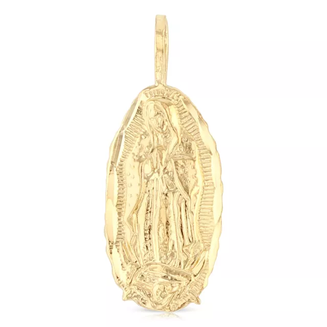 14K Yellow Gold Religious Virgin Mary Guadalupe Pendant Charm For Necklace Chain