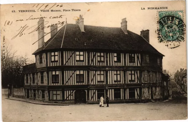 CPA VERNEUIL - Old House Place Thiers - La Normandie (182564)