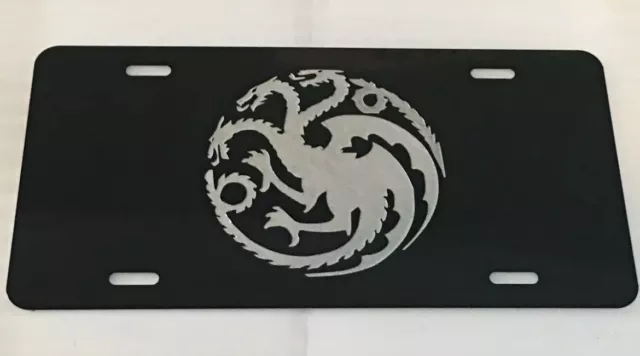 TARGARYEN DRAGON LOGO Car Tag Diamond Etched on Aluminum License Plate