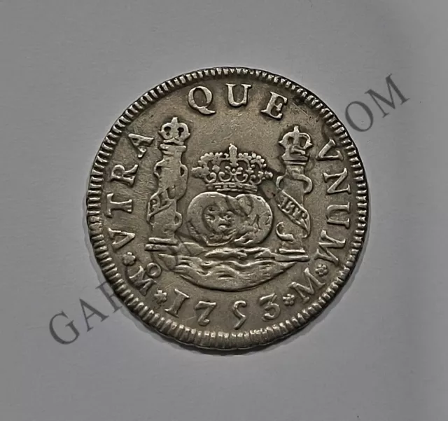 Fernando VI 2 Real 1753 Mexico M Columnario EBC