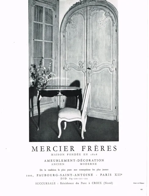PUBLICITE ADVERTISING  1964    MERCIER FRERES   ameublement décoration