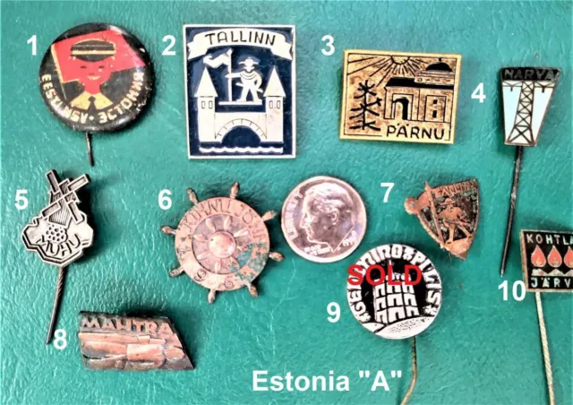 Badge vintage collectible Russian Estonia * Select one Pin (or more) * estA