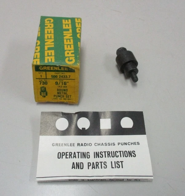 Greenlee No.730 9/16" Round Radio Chassis Punch with Original Box.