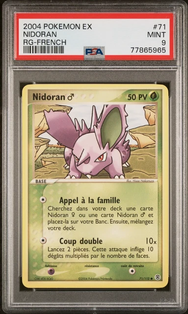 Carte Pokemon Nidoran 71/112 EX Rouge feu Vert Feuille PSA 9 🍃🍃