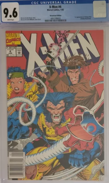 X-Men 4 Cgc 9.6 Newsstand 1St Appearance Omega Red Marvel Comics 1992 Jim Lee