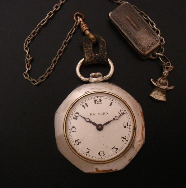 Antique Late 19th/Early 20th Century “Harvard” Pocket Watch w/Chain; Charm