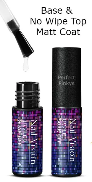 Base Coat & Matt No Wipe Top Coat Set - Gel Nail Polish - Soak Off UV LED - UK!