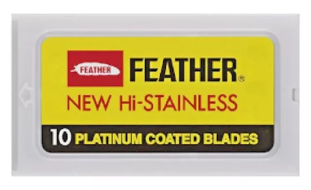 Feather New Hi-Stainless platinium boîte de 10 lames pour rasoir Double Edge