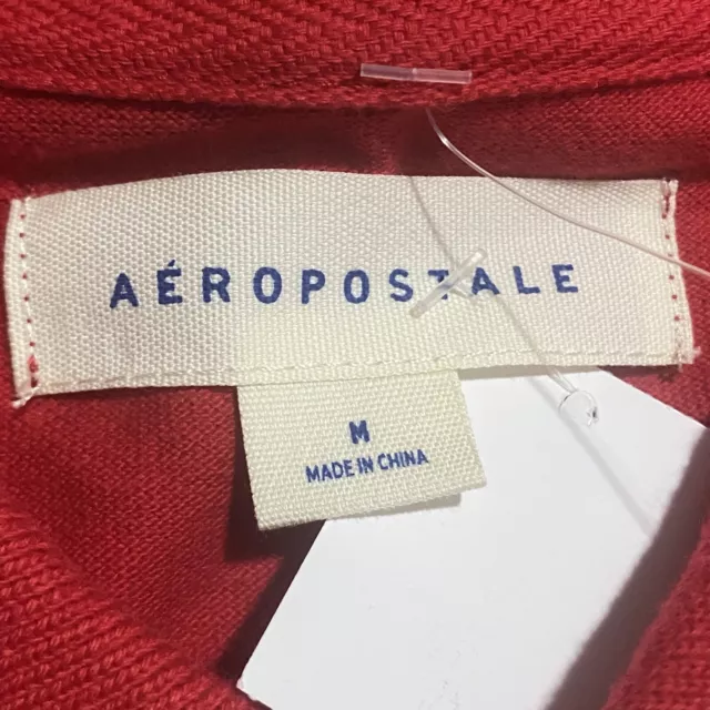 AEROPOSTALE MENS RED Short Sleeve Pullover Polo Shirt Size Medium $15. ...
