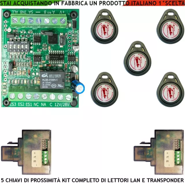 Chiave Elettronica Prossimità 12 Vcc Antifurti Sicurezza Kit 5 Chiavi 2 Lettori