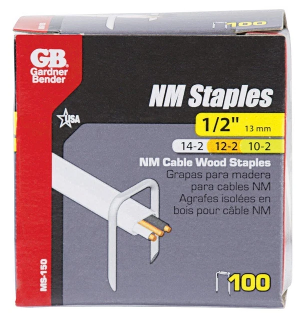 Gardner Bender 1/2 in. 13 mm NM Sharp Silver Steel Cable Wood Staples 100 pk