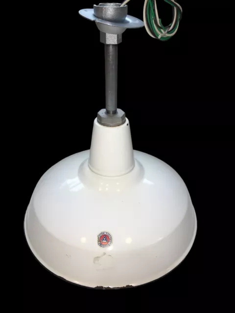 40s Appleton 16" Porcelain Industrial White Barn Light Vintage Gas Station C