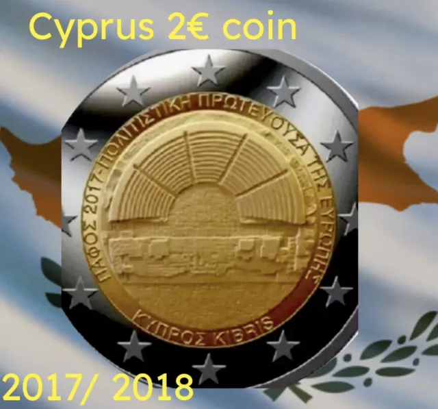 Zypern 🙂 2 Euro Münze 2017 2018 Gedenkmünze Paphos Neu UNC aus Rolle