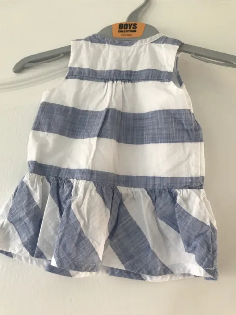 Bnwot Baby Girls Blue & White Striped Summer Dress By Next Age Up To 1 Month 5