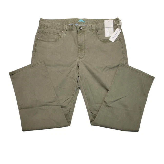 TOMMY BAHAMA PANTS Boracay Five Pocket Flat Front Tea Leaf Green ...