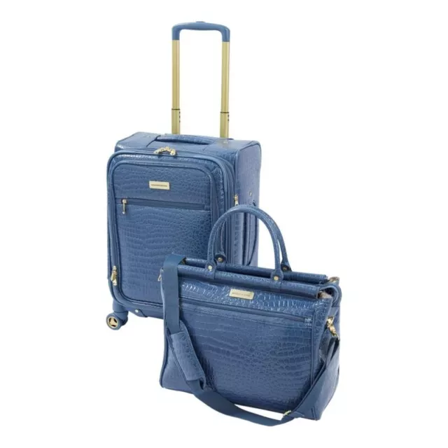Samantha Brown 22" Croco Spinner & Dowel Bag Luggage Travel Set - Bravo Blue