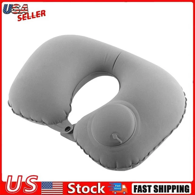 Inflatable Neck Pillow Support U Shaped Travel Pillow for Car Auto (Grey)
