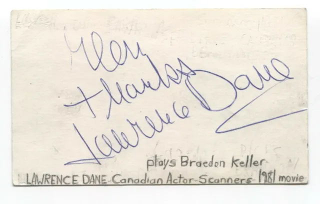 Lawrence Dane - Ben Gordon Signed 3x5 Index Card Autographed Signature Actor