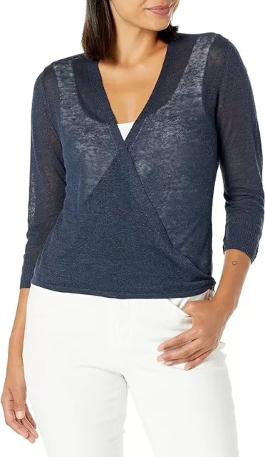 Nic+Zoe Cardigan Sz XL Linen Blend Convertible 4 Way AllYear Sweater Indigo $118