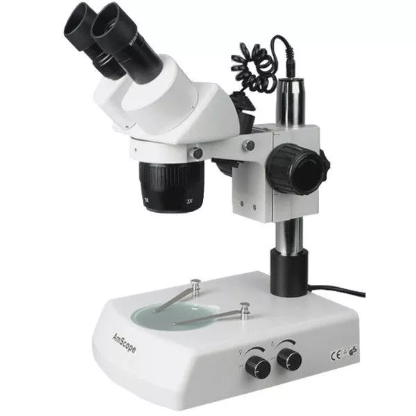 AmScope 20X-30X-40X-60X Top & Bottom Lights Super Widefield Stereo Microscope