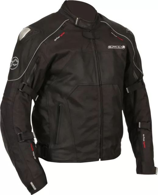 BUFFALO MEN'S ATOM Jacket Black Waterproof Leather Textile Motorcycle ...