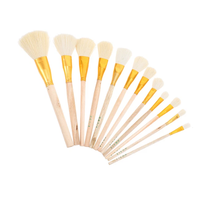 12 piezas Cepillo de pintura al óleo Suministros de pintura lana niño hoja de oro Cepillo de pintura