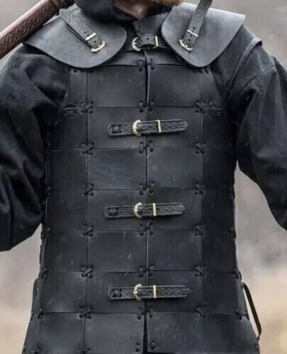 Medieval Black leather Mercenarie Brigandine Armor Viking SCA renaissance Larp
