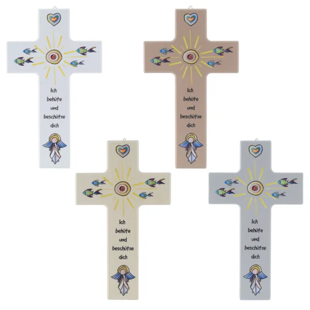 Kinderkreuz Kreuz aus Ahorn Holzkreuz Ich behüte und beschütze dich Wandkreuz