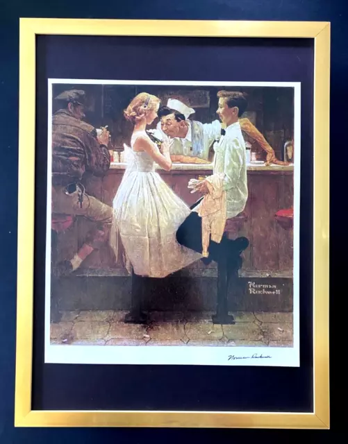 Norman Rockwell + " After The Prom "  + Circa 1970'S + Signed Print Framed