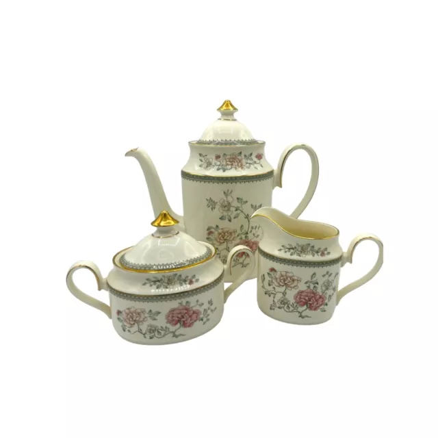 Royal Doulton Minton Jasmine Coffee / Tea Set Made in England Pot Creamer Sugar