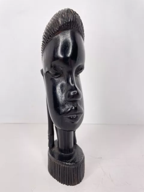 African Female Head Tribal Art Decor Sculpture Statue Bust Carved Wood 7.5"