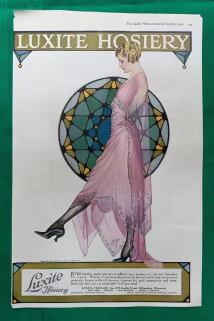1919 VTG Sexy Art Deco Print Ad ~ Luxite Hosiery Milwaukee ~ a/s Cole Phillips