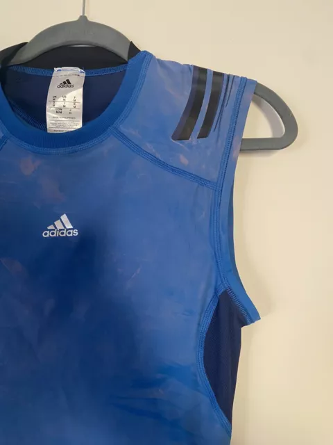 Adidas Adipower Mens Blue Singlet Size M Medium Blue Sleeveless As New 3