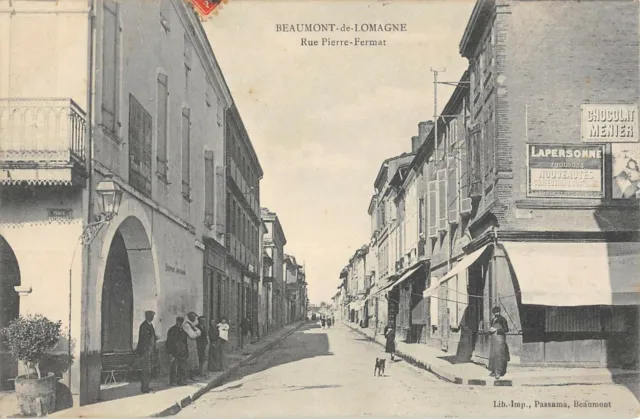 Cpa 82 Beaumont De Lomagne Rue Pierre Fermat