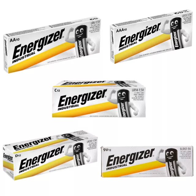 Energizer Industrial AA & AAA & C & D & 9V Alkaline Batteries LR6 LR03 LR20 LR14