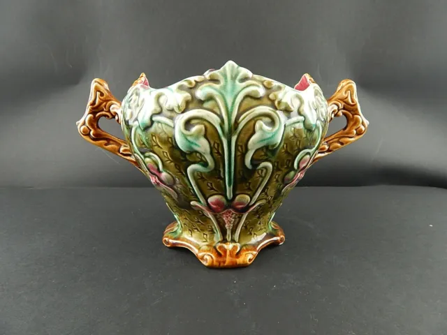 Antico Raro Prezioso Vaso Cachepot Barbotine Ceramica D’onnaing N. 670 Fuschias