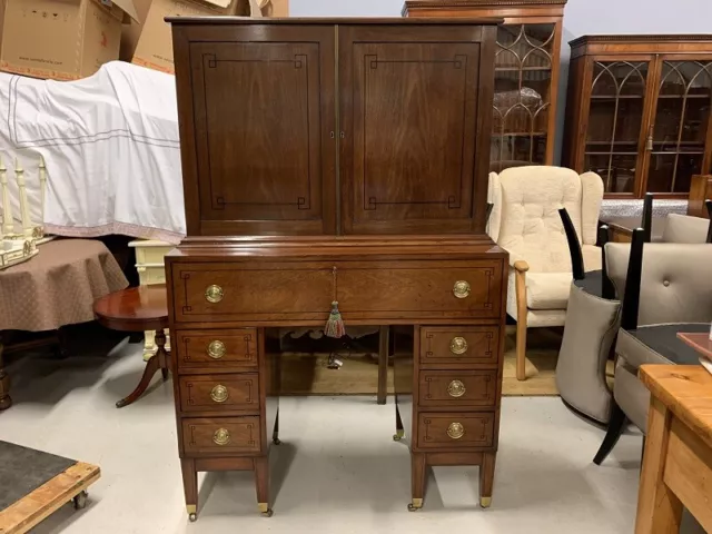 Stunning 19th Century Mahogany Secretaire Pedestal Desk/ Bookcase