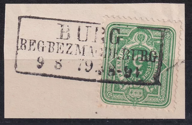 64970) BURG REG. BEZ. MAGDEBURG 1879 nachverwendeter Preußen-Stempel