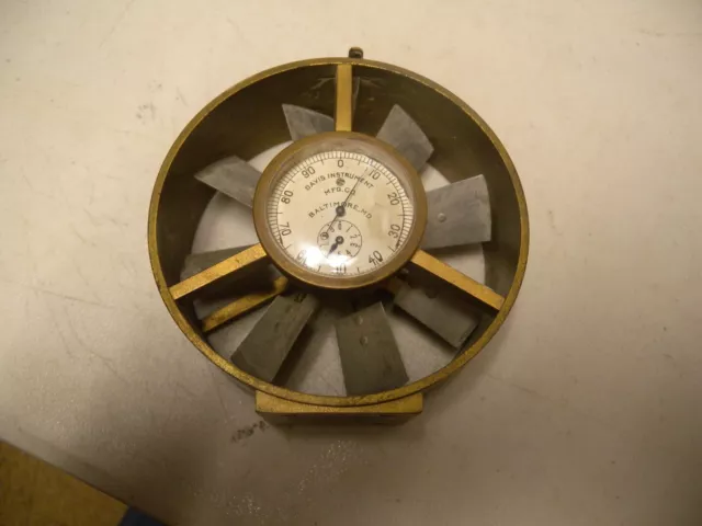 Davis Instrument Mfg. Solid Brass Anemometer Coal Mining Wind Gauge, Low Speed